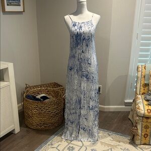 Elegant Blue and White Maxi Dress